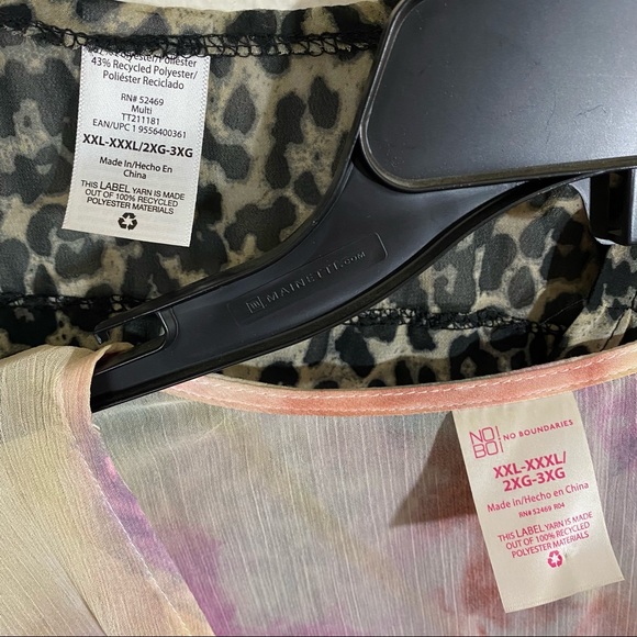 Sz: XXL/XXXL (2X-3X) Dark Leopard Print & Tie-Dye Multi-Color Swim Cover Kimonos - Picture 8 of 14